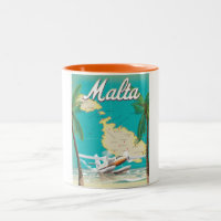 Malta beach & map travel poster