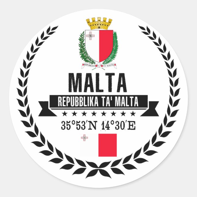 Malta Classic Round Sticker (Front)