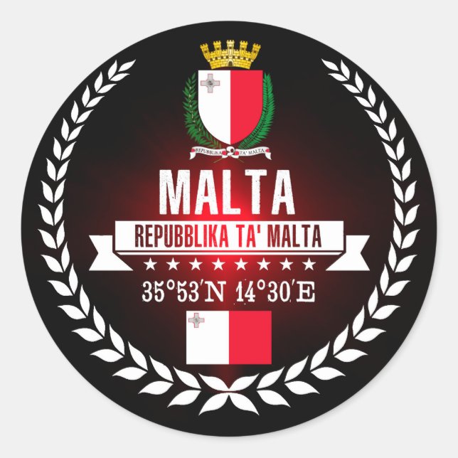 Malta Classic Round Sticker (Front)