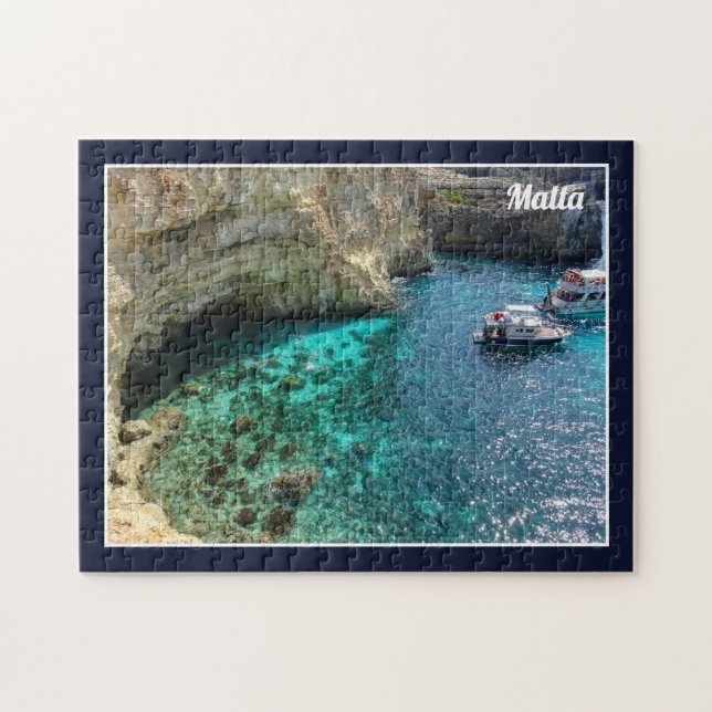 Malta Comino Blue Lagoon Turquoise Blue Water Jigsaw Puzzle (Horizontal)