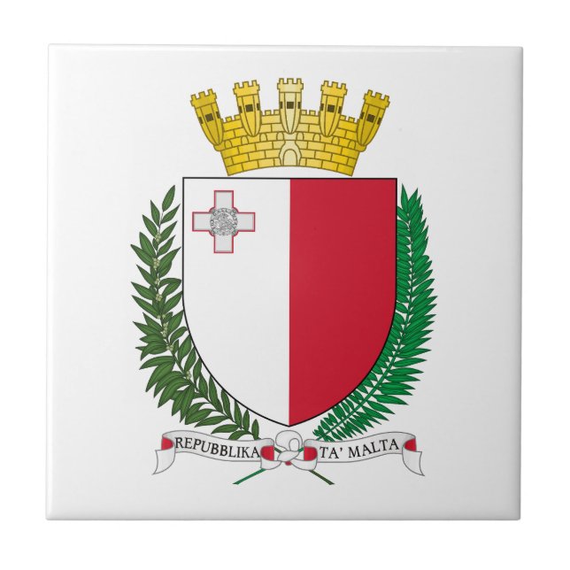 Malta country coat arms symbol emblem flag ceramic tile (Front)