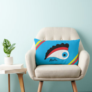 Malta Fishing Boat Lucky Eye Colourful Lumbar Cushion