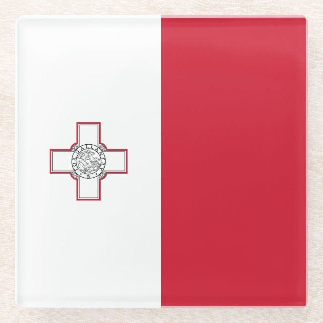 Malta Flag Glass Coaster (Front)