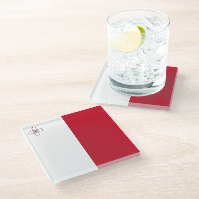 Malta flag glass coaster (Angled)