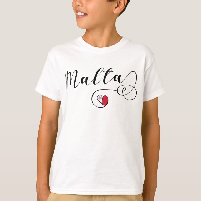 Malta Flag Heart T-Shirt (Front)