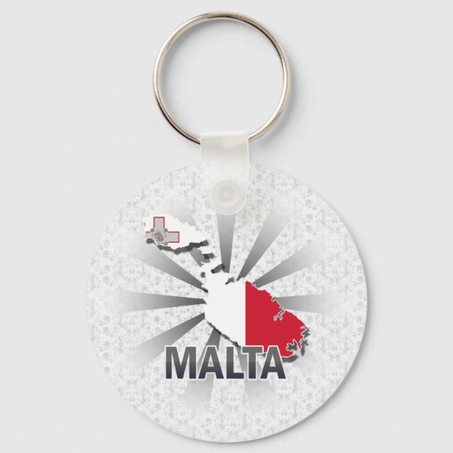 Malta Flag Map 2.0 Key Ring (Front)