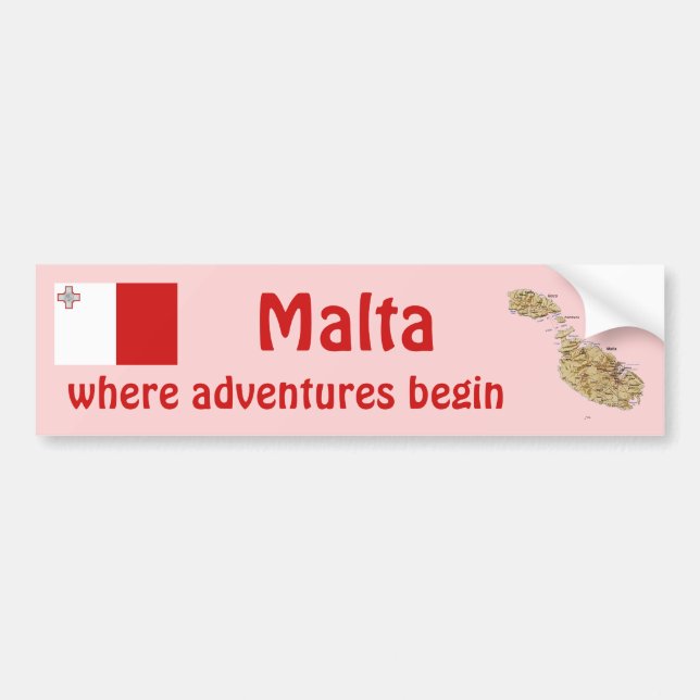 Malta Flag + Map Bumper Sticker (Front)
