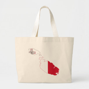 Malta Flag Map full size Large Tote Bag