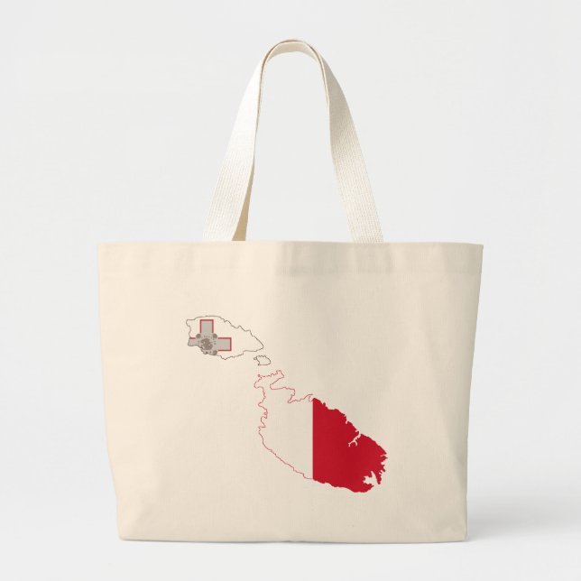 Malta Flag Map full size Large Tote Bag (Front)