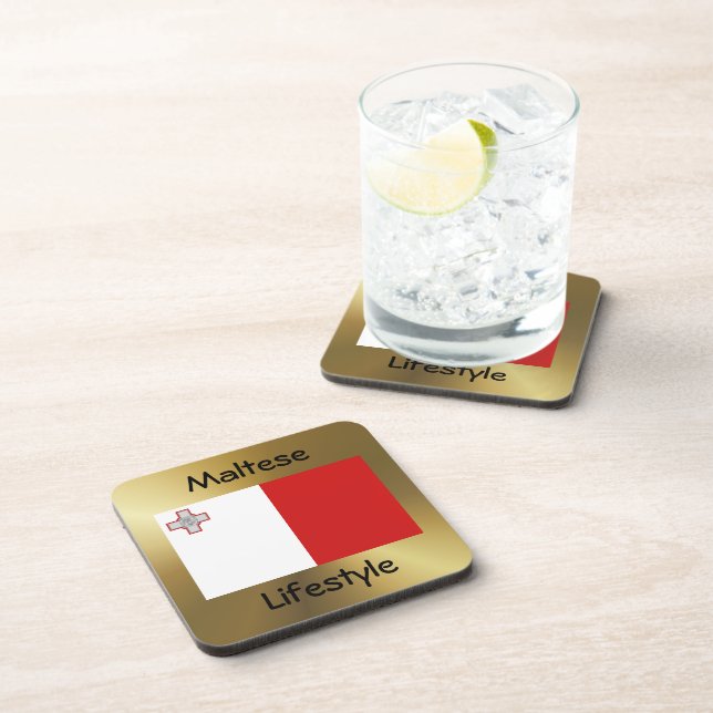 Malta Flag+Text Coaster (Right Side)