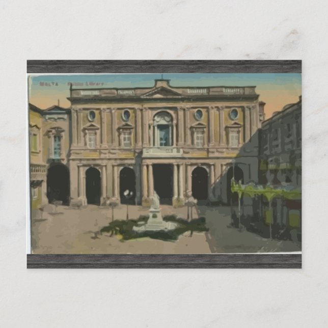 Malta - Library, Vintage Postcard (Front)