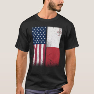 Malta Maltese American Flags Proud USA Malta T-Shirt