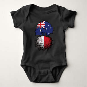 Malta Maltese Australian Australia Tree Roots Flag Baby Bodysuit