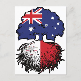 Malta Maltese Australian Australia Tree Roots Flag Postcard