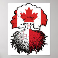 Malta Maltese Canadian Canada Tree Roots Flag
