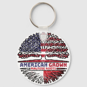 Malta Maltese US American USA United States Tree Key Ring