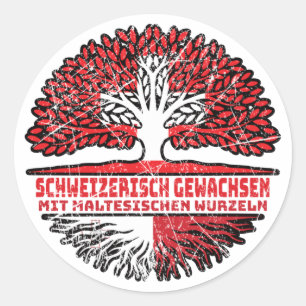 Malta Maltesisch Schweizer Schweiz Baum Wurzel Classic Round Sticker