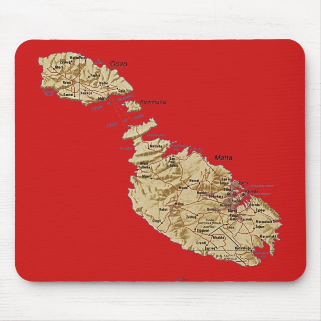 Malta Map Mousepad (Front)