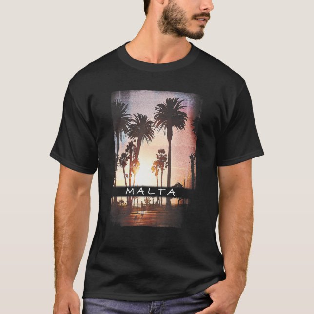 Malta Mediterranean Sunset Sunrise Photo T-Shirt (Front)