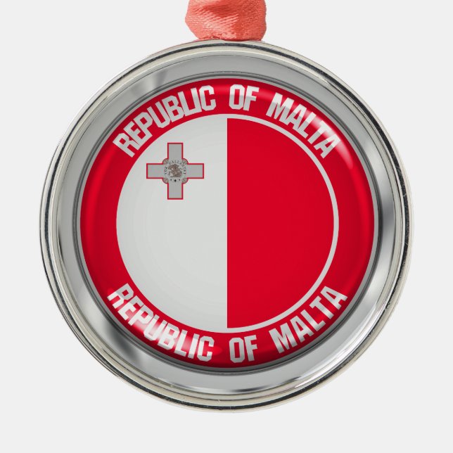 Malta Round Emblem Metal Ornament (Front)