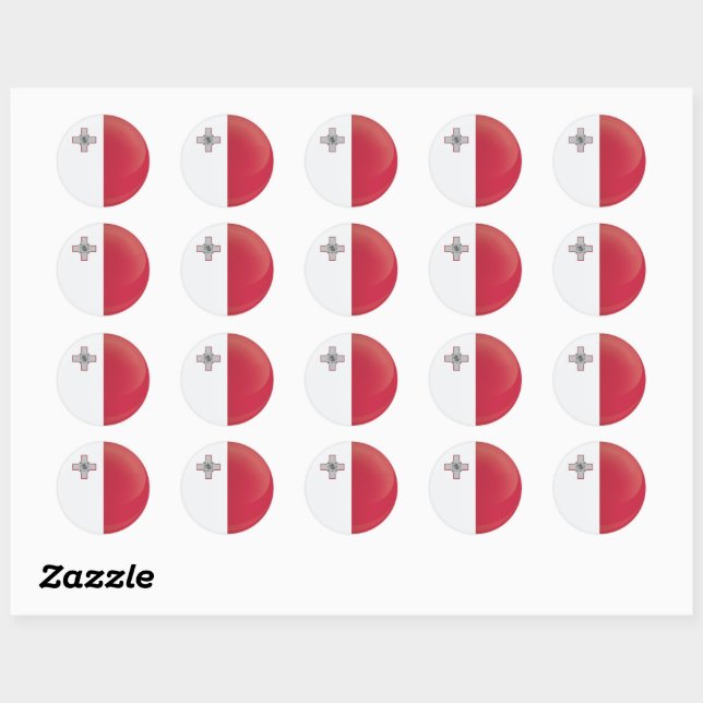 Malta  Round Icon Flag Classic Round Sticker (Sheet)