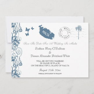 Malta Save The Date In Malta Blue Invitation