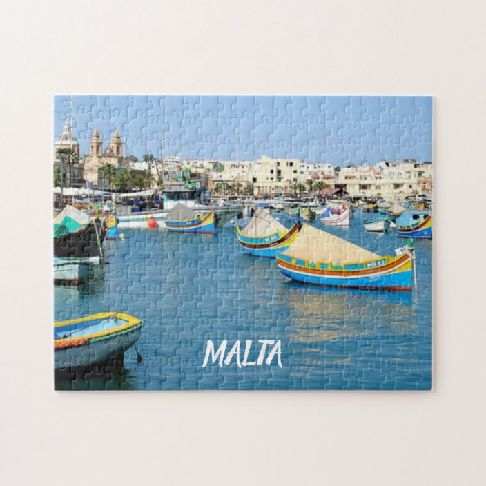 Malta Scenic View Traditional Boats Jigsaw Puzzle