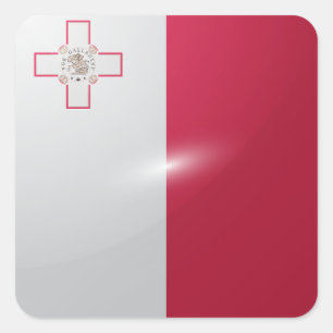 Malta square glossy flag sticker