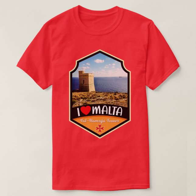 Malta TalHamrija Tower And Filfla Island T-Shirt (Design Front)