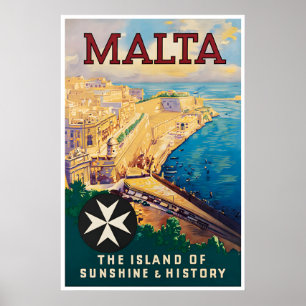 Malta Travel Poster Mediterranean Print Island Art