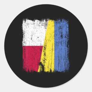 Malta Ukraine Half Flag Maltese Ukrainian Heritage Classic Round Sticker