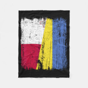 Malta Ukraine Half Flag Maltese Ukrainian Heritage Fleece Blanket
