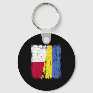 Malta Ukraine Half Flag Maltese Ukrainian Heritage Key Ring