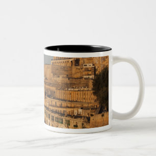 Malta, Valletta, harbour view from Lower Barrakka Two-Tone Coffee Mug