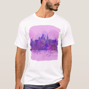 Malta Valletta Violet Coastline Watercolor T-Shirt