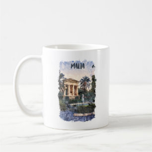 Malta Watercolor Mediterranean Vintage Travel Coffee Mug