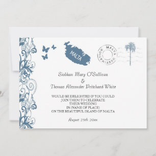 Malta Wedding Invitation In Malta Blue