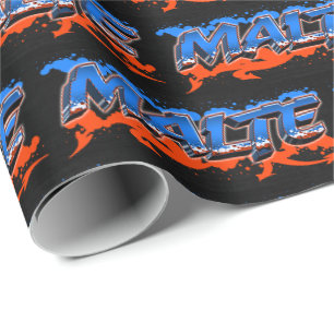 Malte Vorname Name Graffiti blue orange Wrapping Paper