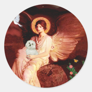Maltese 11 - Seated Angel Classic Round Sticker