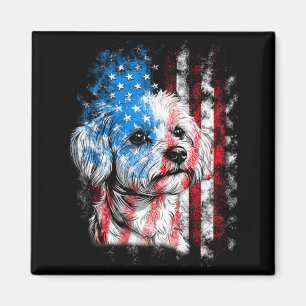 Maltese 4th of July Dog Lover Men Women American Magnet
