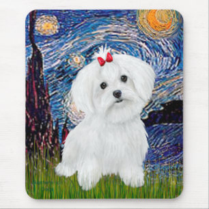 Maltese 8 pup - Starry Night Mouse Pad