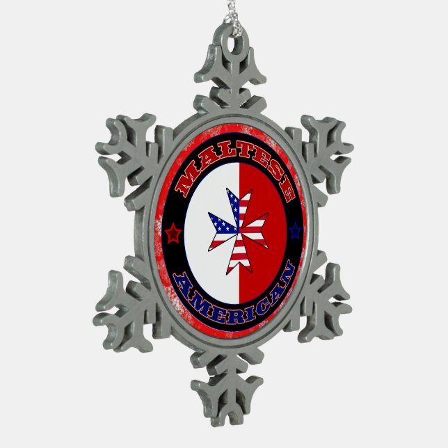 Maltese American Cross Christmas Tree Ornament (Left)