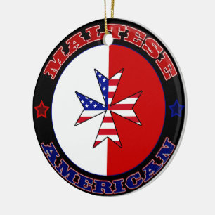 Maltese American Cross Ensign Ceramic Tree Decoration