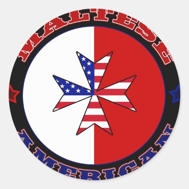 Maltese American Cross Ensign Classic Round Sticker (Front)