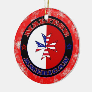 Maltese American Ensign Cross Christmas Ornament