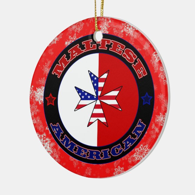 Maltese American Ensign Cross Christmas Ornament (Left)