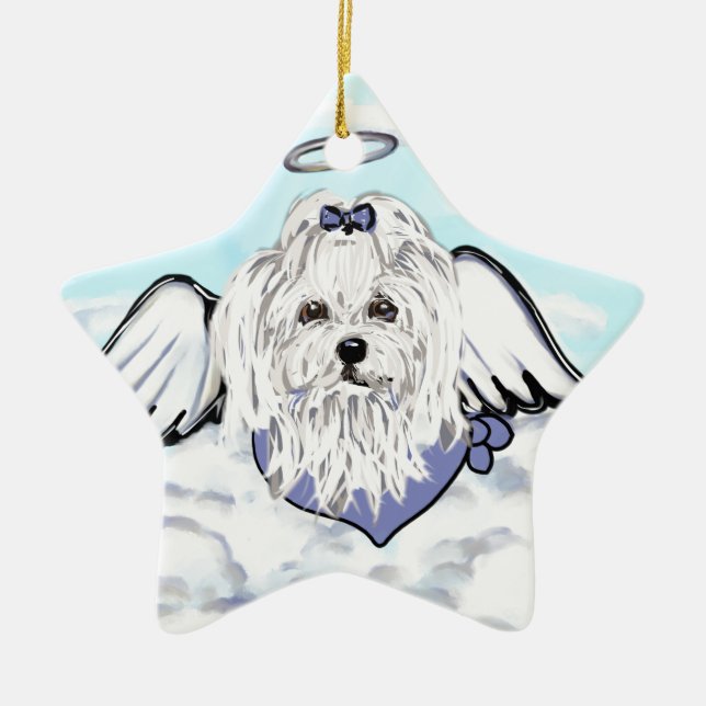 Maltese Angel Ceramic Ornament (Front)