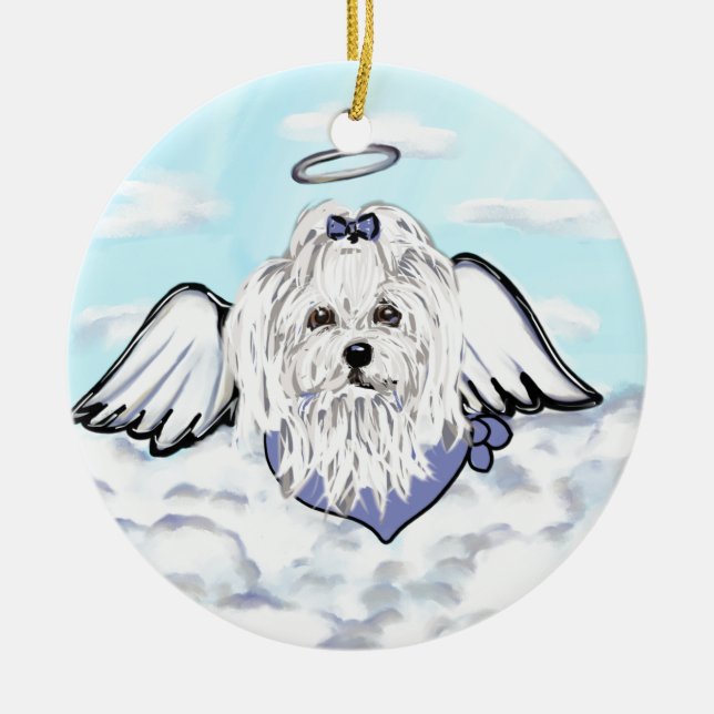 Maltese Angel Ceramic Tree Decoration (Front)