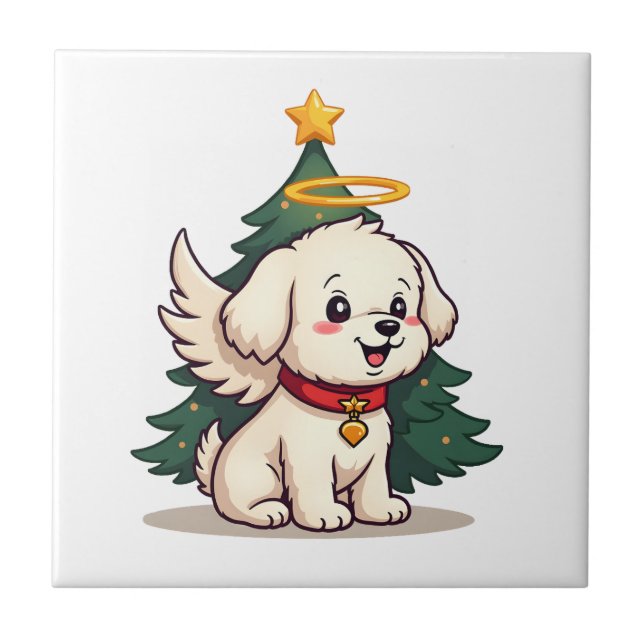 Maltese Angel Dog Ceramic Tile (Front)