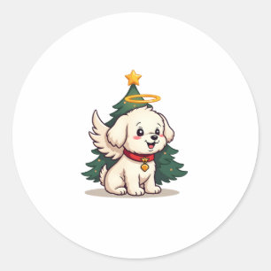 Maltese Angel Dog Classic Round Sticker